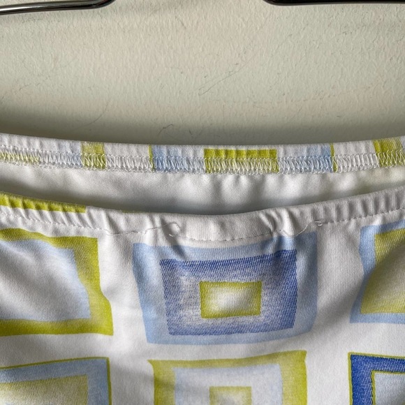 LBH Skirt Womens L White Green Blue Geometric Mini Retro Summer Party Festival - Picture 4 of 6